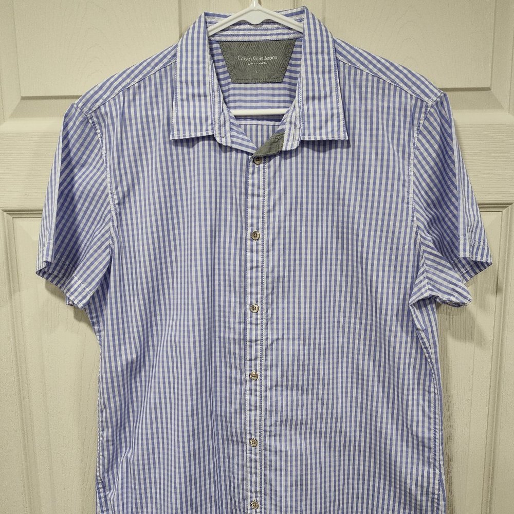 Mens Calvin Klein Purple Gingham Short Sleeve Shirt